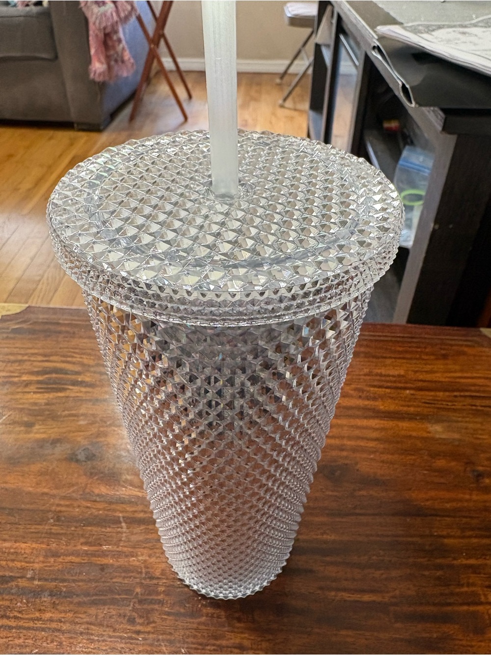Clear Textured Acrylic Tumbler with Straw - Unbranded